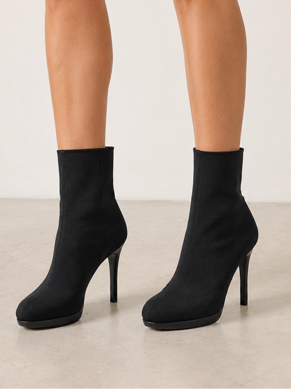 Stuart Weitzman Black Mesh Sock Ankle Heeled Platform Boots size 7